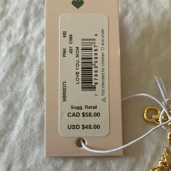 Kate Spade: Gold Tone “Love Love” Bracelet- Red Heart Accent- Pink Dust Bag - Picture 4 of 14